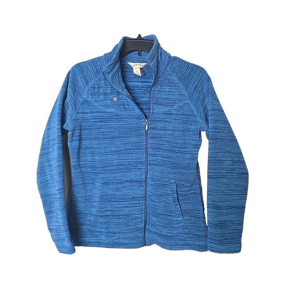 Women's Orvis Passport Blue‎ Fleece Zip Front Track Jacket Medium M Mock Neck